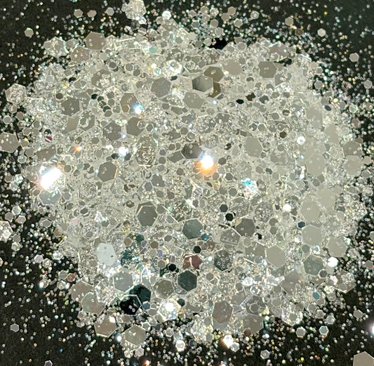 Mirror Mirror - Chunky/Fine Mix High Shine White/Silver Glitter