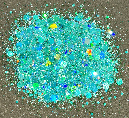 Sea Holly - Chunky/Fine Mix Aqua Holographic Glitter